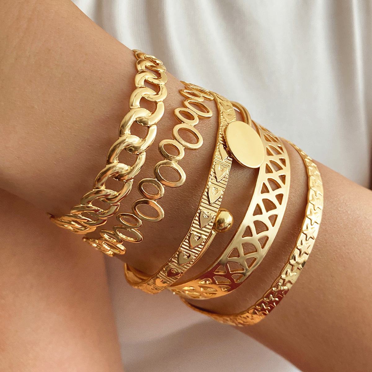 Layered Open Bracelets Set for Women
