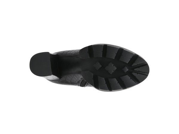 LONDON RAG BEATRIZ CROC PRINT BLOCK HEEL BOOTS