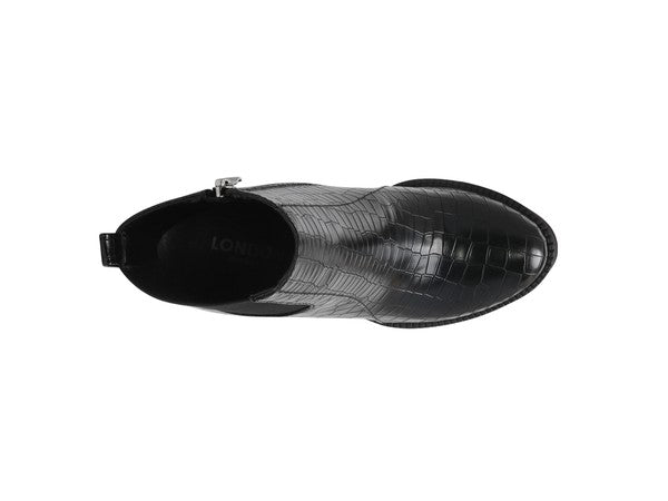 LONDON RAG BEATRIZ CROC PRINT BLOCK HEEL BOOTS