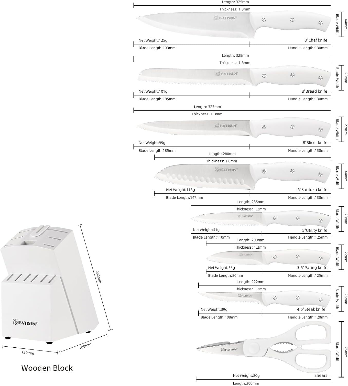 High Carbon Stainless Steel Snow Kitchen Knife Set