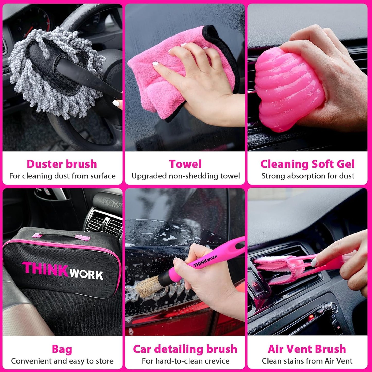 THINKWORK Car Detailing Kit Interior Cleaner, Car Cleaning Kit with