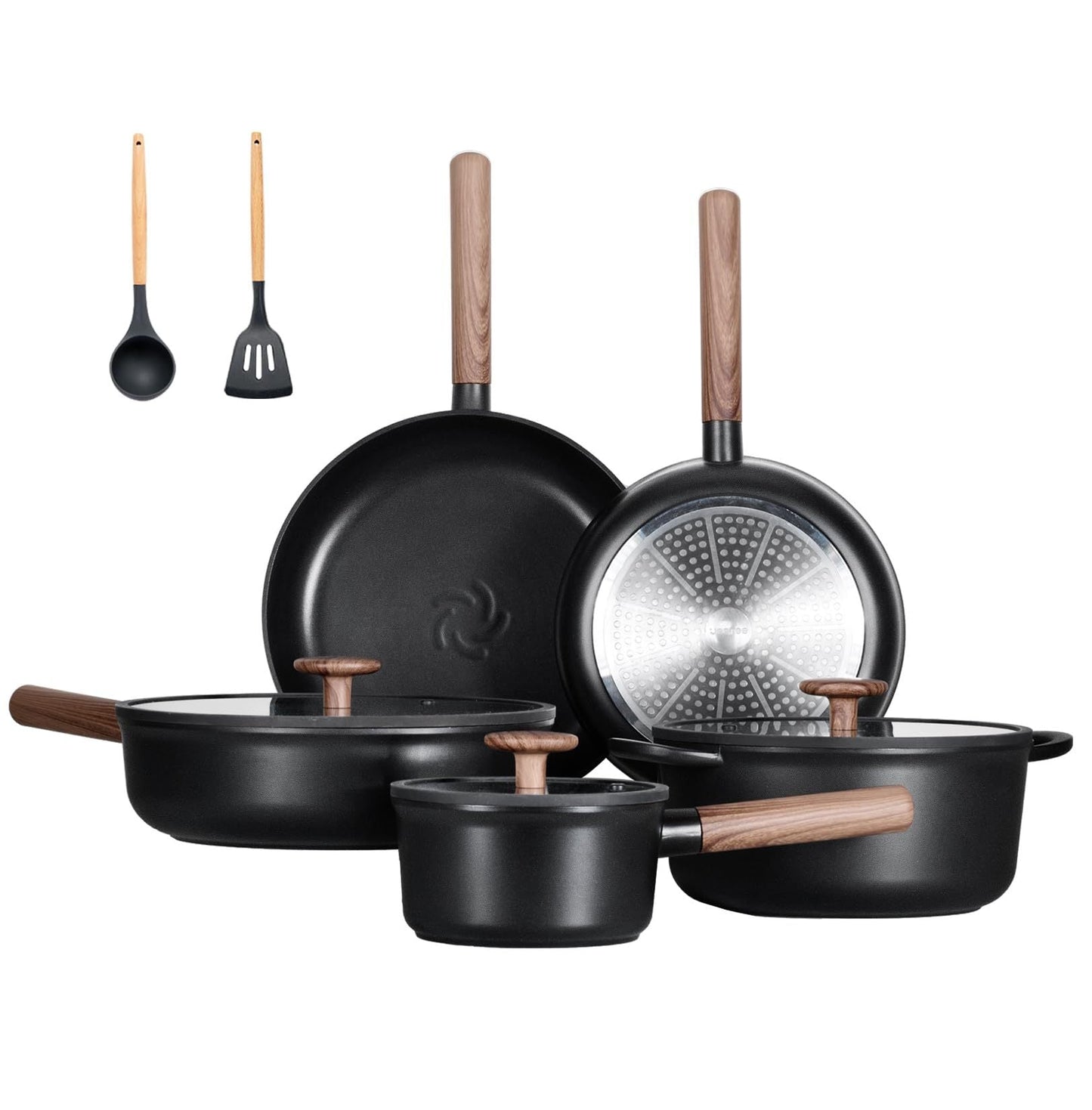 Ceramic Cookware Sets 15 Pcs, Healthy Pots And Pans Set Non Stick,