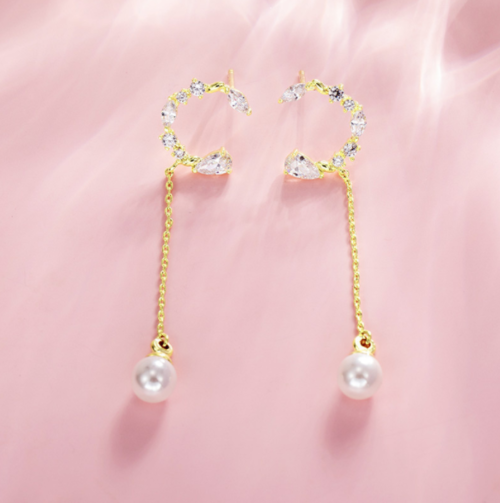 Gold Plating Long Chain Earrings