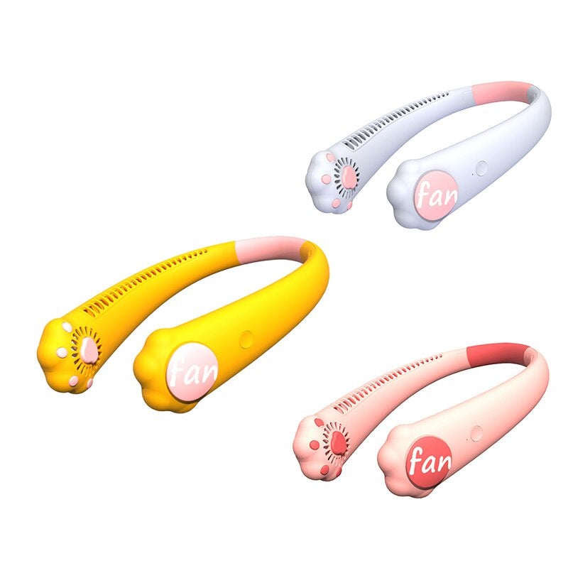 Portable Sports Mini Neck Leafless Fan