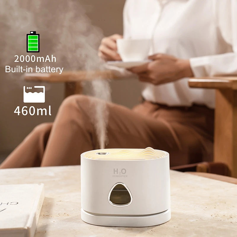 USB Rechargeable Humidifier Air Purifier with LED Light for Home