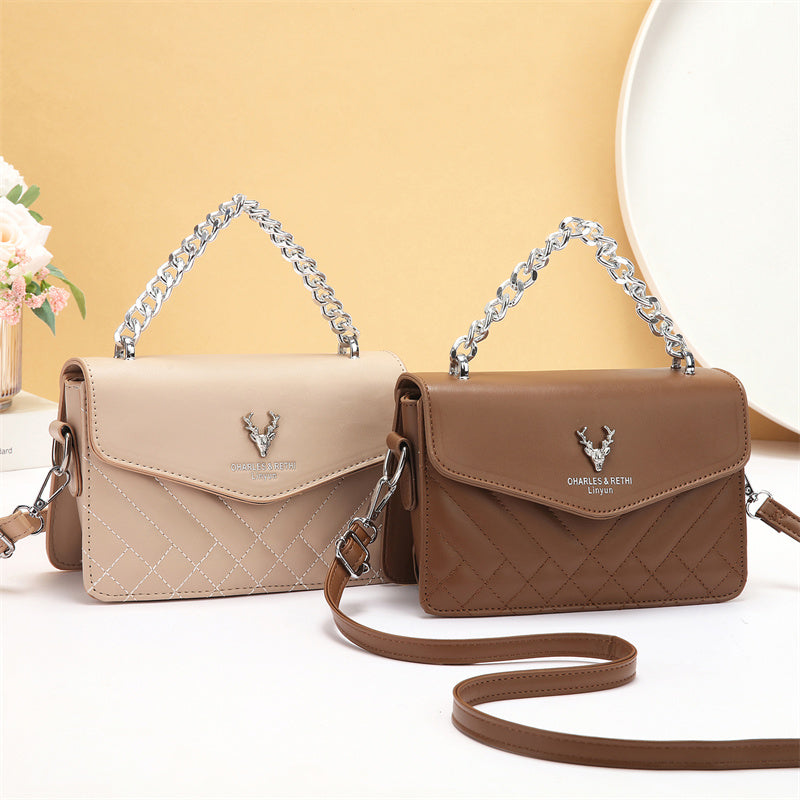 Soft Blush Quilted Mini Bag - Retro Style Casual Handbag Waterproof