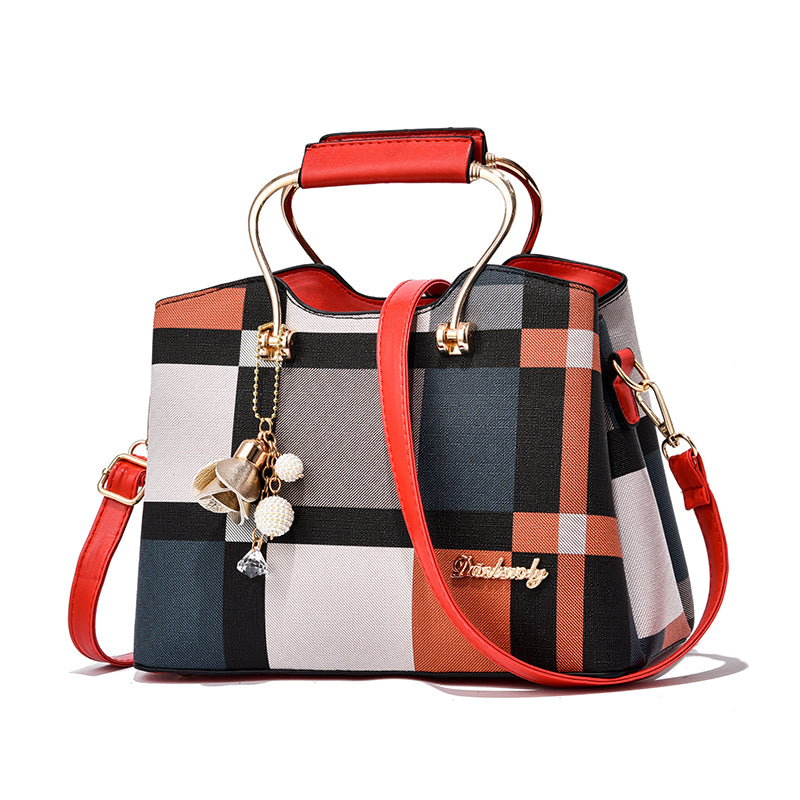 Checkered Design Women's Bag - Satchel Portable Shoulder Crossbody