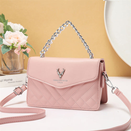 Soft Blush Quilted Mini Bag - Retro Style Casual Handbag Waterproof