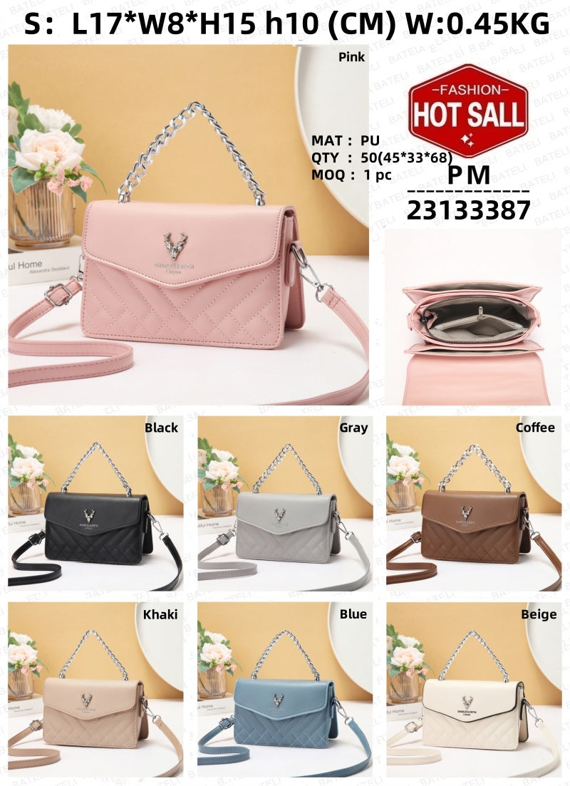 Soft Blush Quilted Mini Bag - Retro Style Casual Handbag Waterproof