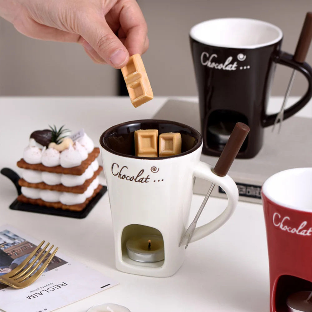 Fondue Mug Set Personal Mini Fondue Pots Chocolate Cheese Ice Cream