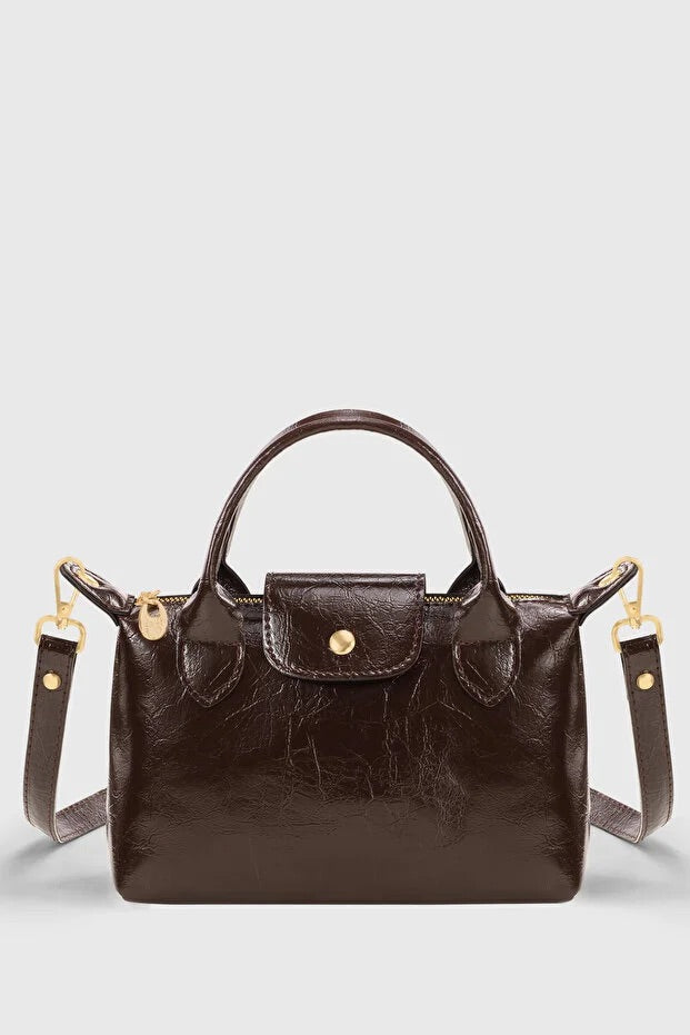 Brown Patent Versatile PU Leather Crossbody Bag for Women