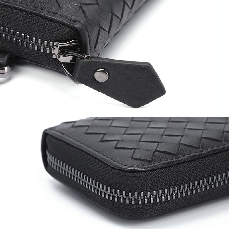 Woven Leather Key Wallet