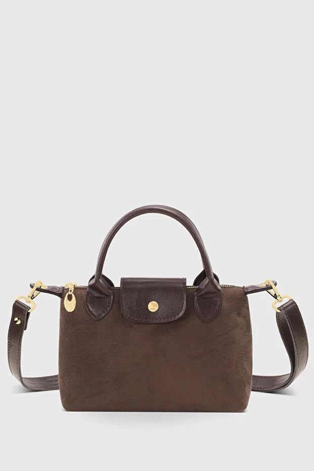Brown Suede Versatile PU Leather Shoulder Bag for Women