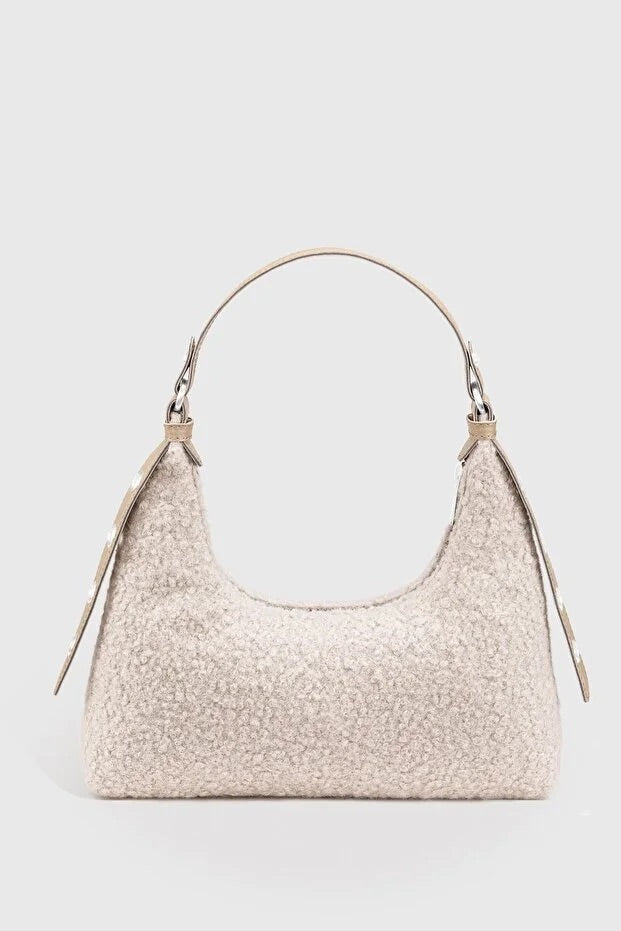 Woven Faux Fur Baguette Shoulder Bag for Women