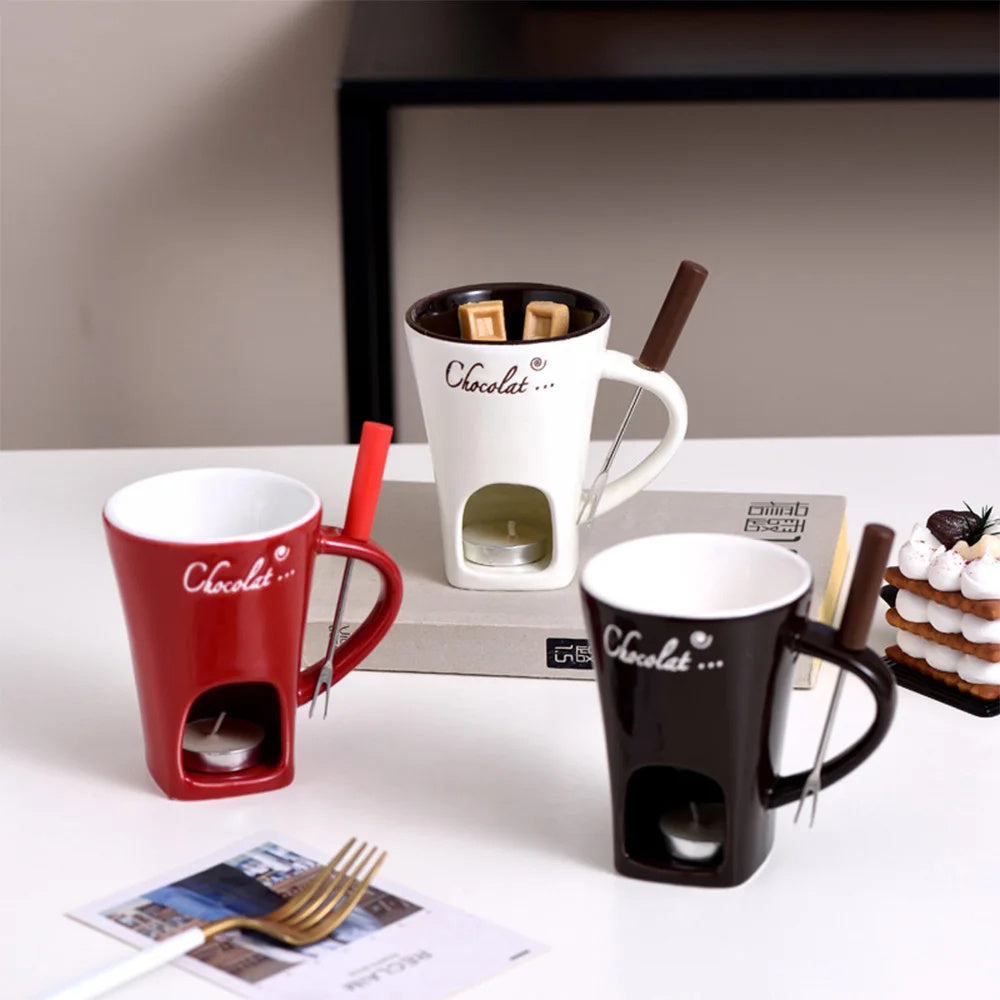 Fondue Mug Set Personal Mini Fondue Pots Chocolate Cheese Ice Cream