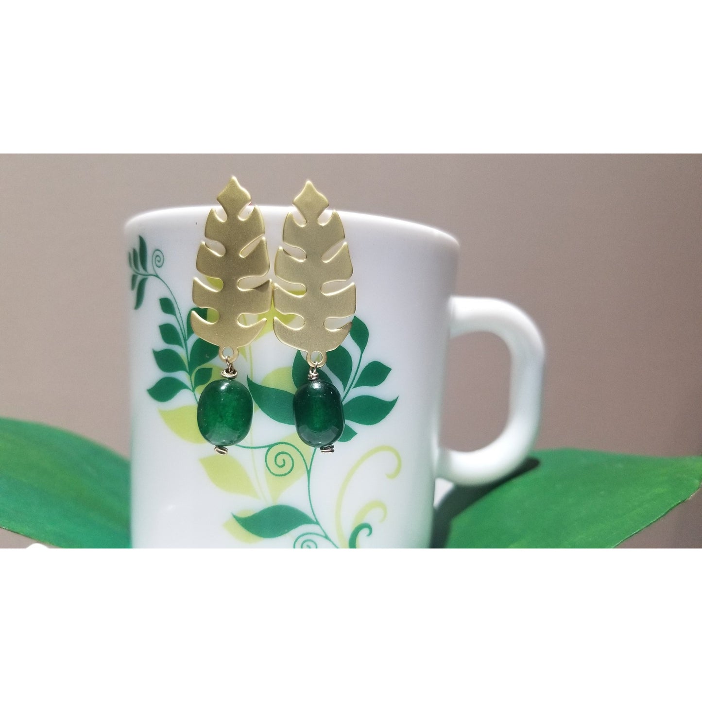 Matte golden drop earings