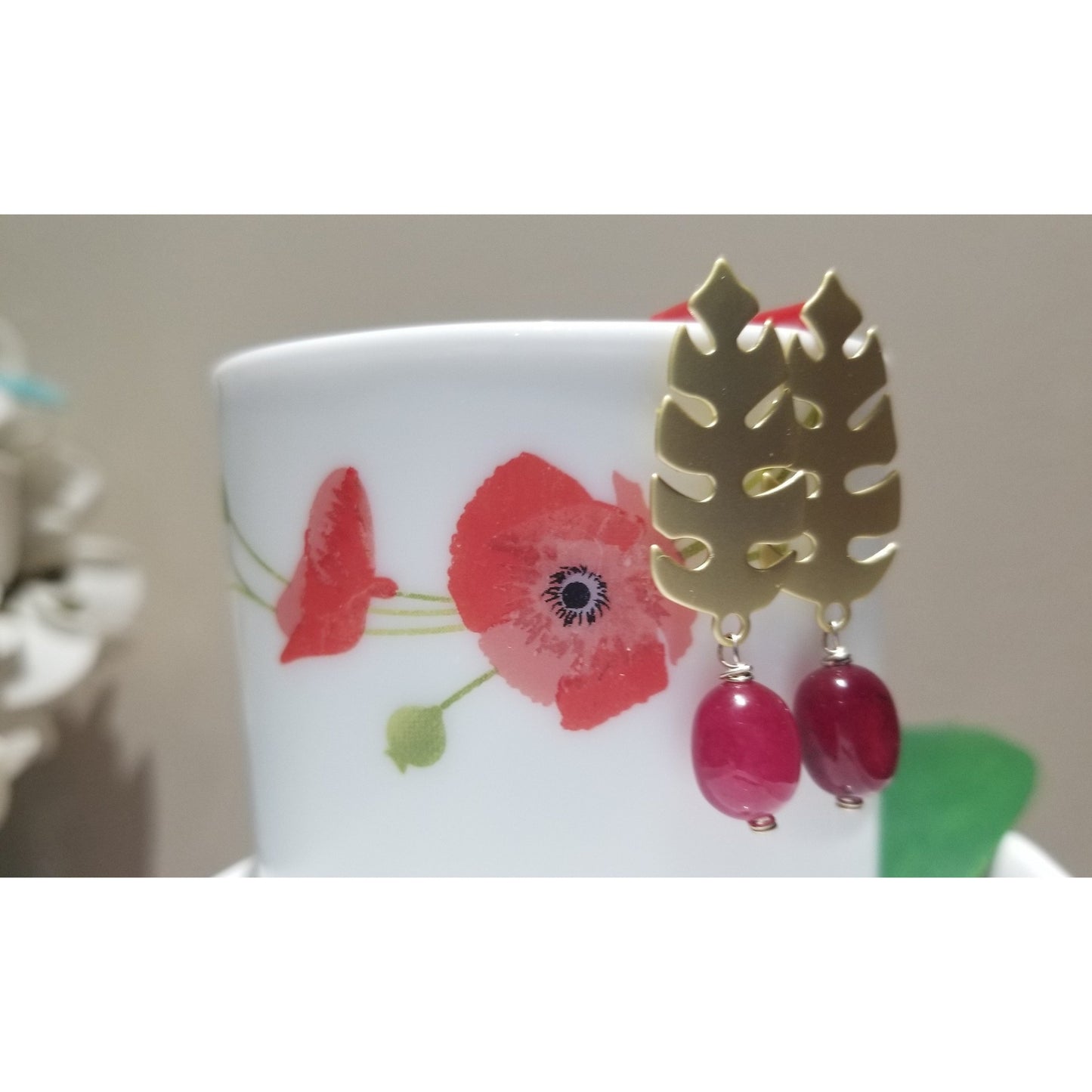 Matte golden drop earings