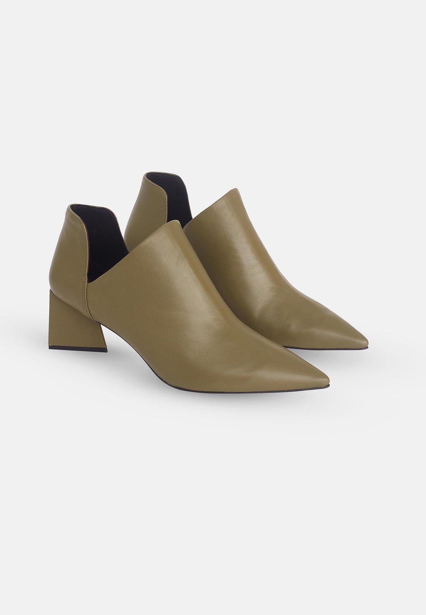 Green Sheepskin Leather Ankle Boots Maranta – Women’s Pointed-Toe
